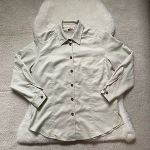Vintage Alia Sport Cream Soft Material Collared Button Up Shirt Size M